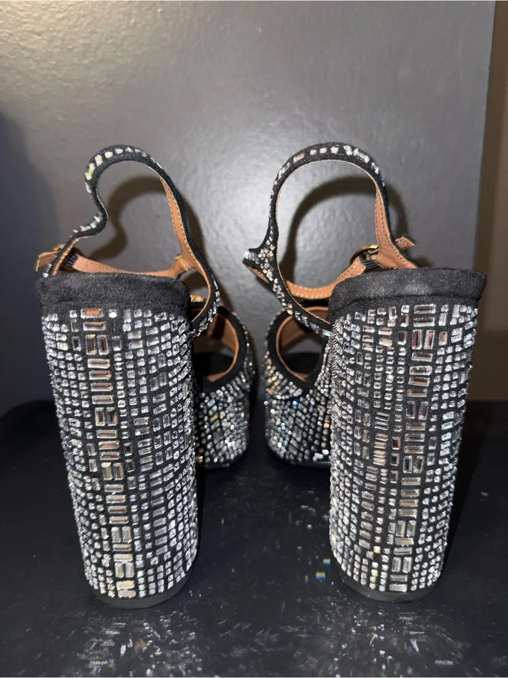 NWOT Kurt Geiger Kensington Platform Heels Black Crystal Eagle Sz 8.5/39
